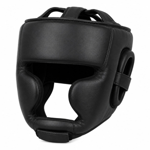 Protège-tête de boxe en PU, fermeture élastique réglable pour adultes, équipement de protection, style standard, noir - Product Image 3