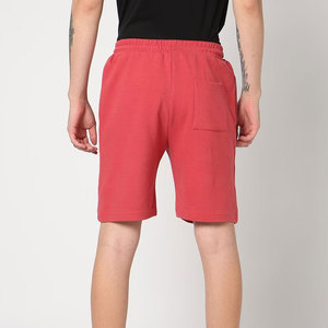 Shorts Bermuda en tricot pour homme, couleur rouge unie, taille mi-haute, cordon de serrage, décontractés, avec poches, en coton respirant - Product Image 3