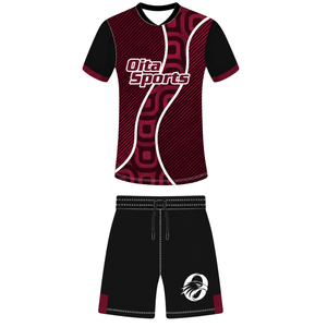 <b>Burgundy</b> Black Rugby Jersey <b>Shorts</b> Set <b>Short</b> Sleeve V Neck Geometric Team Uniform Custom Breathable Training Athletic Sportswear - Product Image 1