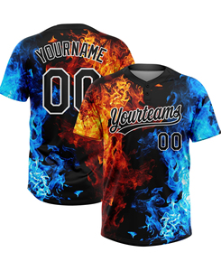 Ensemble de maillots de football personnalisés pour hommes 2026, imprimé flamme, manches courtes, anti-humidité, coupe athlétique, uniforme d'équipe - Product Image 2