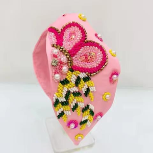 Accessoires de cheveux pour femmes, faits à la main, entièrement perlés, brodés de fleurs, écologiques, légers, bandeaux ajustables - Product Image 6