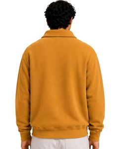 Sweat-shirt à col montant pour homme, jaune moutarde, surdimensionné, à fermeture éclair sur le côté, en molleton de coton et polyester, décontracté, pour l'hiver - Product Image 2