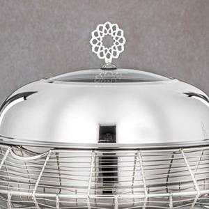 ถาดอุ่นอาหารบุฟเฟ่ต์ทรงกลมเคลือบทองหรูหรา พร้อมกรอบลายฉลุ สำหรับงานเลี้ยง งานจัดเลี้ยง และงานจัดอาหาร - Product Image 5