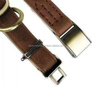 Remise en gros de collier de chien en cuir véritable à dégagement rapide collier de luxe pour chien en cuir cousu solide dans toutes les tailles personnalisées - Product Image 3