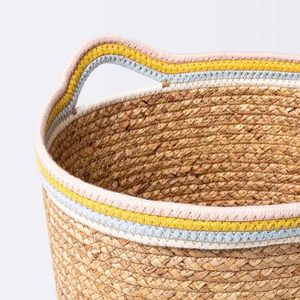 Nouvel Arrivage Panier de Rangement en Coton et Jacinthe d'Eau avec Bordure Contrastante, Organisateur de Rangement Durable pour Crèche, Fournisseur en Gros - Product Image 3