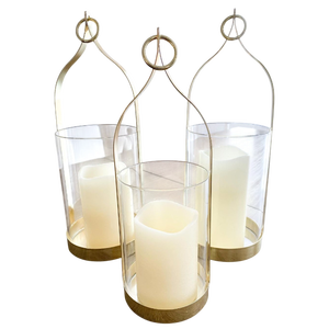 <b>Black</b> Metal <b>Candelabra</b> Candle Holder Set Glass Cylinder Votive Holders Heat Resistant Christmas Home Decoration - Product Image 3