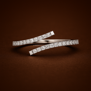 Anillo de boda de compromiso de corte brillante TCW 0,20 de diamante cultivado en laboratorio de estilo minimalista, ajuste de pavé de oro amarillo de 14 quilates, Media eternidad para - Product Image 3