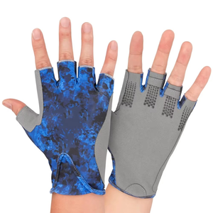 Professional Outdoor Blue Black-Color Anti-Uv Fingerless Fishing <b>Gloves</b> Hook Loop Closure Nylon Material Made Germany All - Product Image 1
