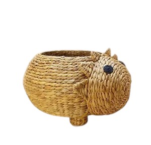 Handcrafted Water Hyacinth Dinosaur <b>Basket</b> Woven Animal Storage Bin Decorative Nursery Tabletop Organizer <b>Hamper</b> - Product Image 1
