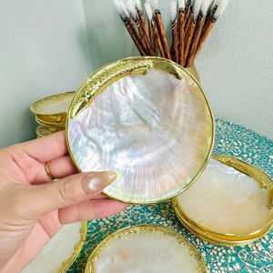 Placa de concha de nácar dorada exquisita Placa de concha de nácar dorada para servir en fiestas, mesa de boda, placa de perlas Vietnam - Product Image 5