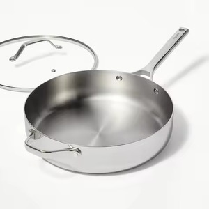 Food Grade Quality Satin Finish Heavy Gauge Stainless Steel Frying <b>Pan</b> Seamless Interior Cooking <b>Pan</b> For Commercial Kitchens - Product Image 6