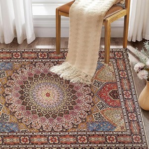 Tapis en jute chic bohème, tapis de prière tressé à la machine, tapis en fibres naturelles, décoration de salon, jacquard abstrait - Product Image 5