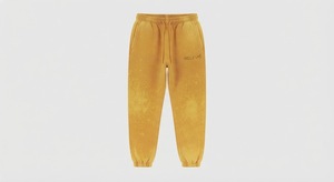 Pantalon de survêtement en coton jaune moutarde pour homme, taille élastique avec cordon de serrage, décontracté, avec poches latérales, poids moyen, pour l'automne - Product Image 5