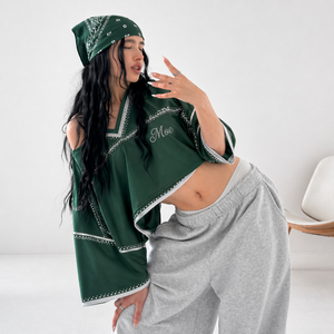 Trendy Custom Sparkly Rhinestone Streetwear Jersey Y2K Rhinestone Number Graphic V-Neck T-shirt Wholesale Rhinestone jersey OEM - Product Image 1