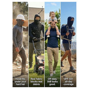Sudadera con Capucha de Pesca para Hombre con Protección Solar y Máscara Facial UPF 50+, Camisa de Trabajo de Compresión de Manga Larga de Secado Rápido para Construcción - Product Image 4