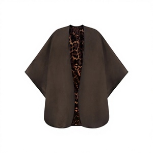OEM 2026 Women Brown Suede Look Open Front Cape Shawl <b>Cardigan</b> Loose Fit Casual Luxury Soft Lightweight Wrap Outerwear Wholesale - Product Image 6