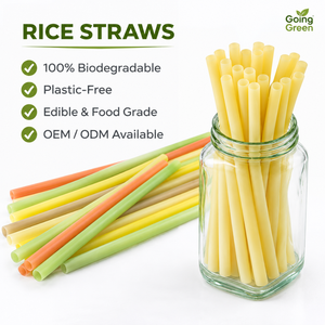 Pajitas de Arroz al por Mayor, Libres de Plástico, Biodegradables, Comestibles, de Colores, para Bebidas, Jugos, Café, Té de Burbujas - Product Image 1