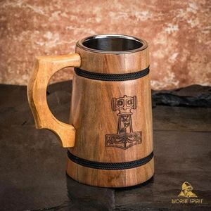 Taza de café de madera maciza natural grabada a mano, taza de cerveza de madera reutilizable y sostenible, taza de té con asa para el hogar y la oficina - Product Image 2