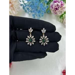 Amara Panna Gold Plated Bridal Hasli Necklace Set-Indian Ethnic Imitation Jewelry - Product Image 2