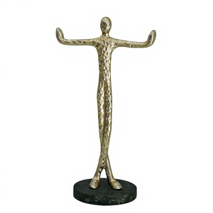 Porte-bougie moderne en aluminium doré - Support de bougie abstrait en forme de statue humaine pour centre de table minimaliste - Product Image 1