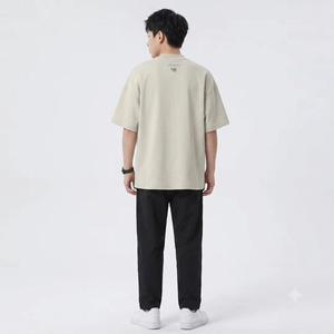 เสื้อยืดคอตตอนโอเวอร์ไซส์ผู้ชาย แขนสั้น คอกลม สกรีนโลโก้ได้ ใส่สบาย สไตล์สตรีทแวร์ ขายส่ง - Product Image 2