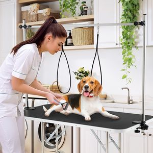 Table de toilettage pliable pour chien - Hauteur réglable, attaches sécurisées, structure en H stable et plateau de rangement - Parfaite pour les soins et les coupes de poils des animaux - Product Image 4