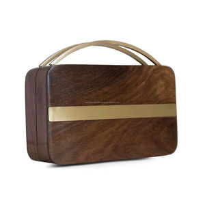 Embrayage fille en bois marron fabriqué à la main Style Vintage sac à main en bois soirées mariages sorties polyvalent été hiver - Product Image 1