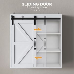 Armoire à pharmacie murale blanche pour salle de bain, 22,75 po x 7,75 po x 24,5 po, avec porte coulissante et étagère réglable, mobilier de salle de bain haut de gamme - Product Image 5