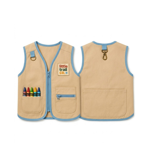 Gilet utilitaire pour enfants OEM, écologique, respirant, en toile, avec bordure en dentelle, plusieurs poches, unisexe, toutes saisons, gilet uniforme - Product Image 4