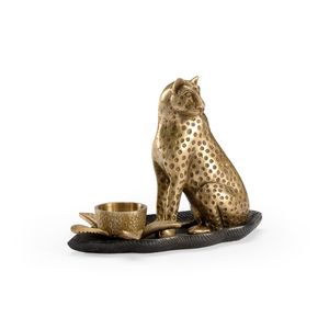 Sculpture décorative de luxe en laiton Royal Brass Cat pour centre de table, console de salle à manger et décoration intérieure - Product Image 2