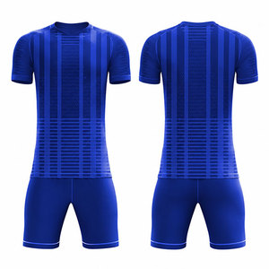 Conjunto de Uniforme de Fútbol Personalizado por Sublimación, Unisex, al por Mayor, Azul Liso, Cuello en V, Uniforme de Fútbol de Alta Calidad para Entrenamiento de Clubes y Equipos - Product Image 4