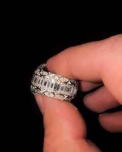 Anillo de Moissanita con Corte Esmeralda y Diamantes, Plata 925, Joyería Fina Estilo Hip Hop, Art Deco, Regalo para Amigos - Product Image 3