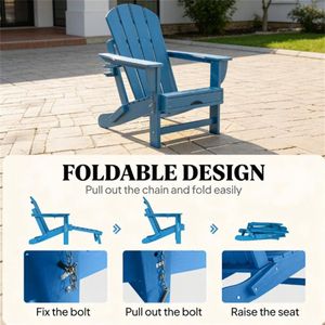 Set di 2 sedie pieghevoli blu per cortile e patio - Product Image 4