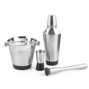 Kit de barman en acier inoxydable ton argent ensemble d'outils de barre de pièce avec pince à glace mesure cuillères de barre boîte-cadeau emballée ensemble de barre unique - Product Image 1