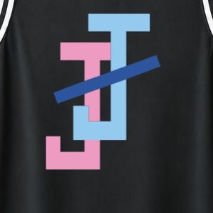 Maillot de basket sans manches à col en V noir charbon avec logo JJ brodé et passepoil blanc pour uniformes sportifs féminins - Product Image 3