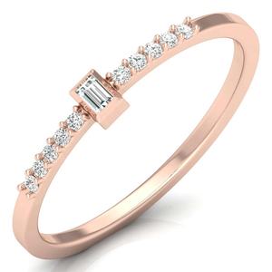 Design de style simple Bague en pierre précieuse avec diamant blanc rond en forme de baguette Moissanite en or rose 10 carats - Product Image 2