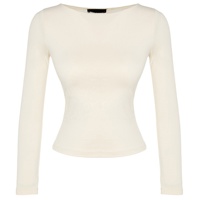 Haut vintage pour femme, coupe classique, motif uni, manches longues, coton et élasthanne, respirant, anti-rétrécissement, anti-boulochage, confortable, toutes saisons