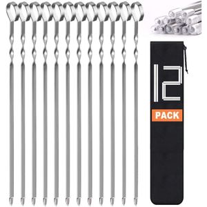 Spiedini per Kebab in Acciaio Inox Riutilizzabili da 14 Pollici, Piatti e Lunghi per Grigliare, Utensili per Barbecue - Product Image 1
