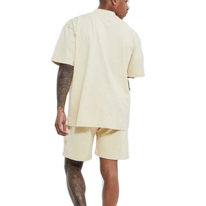 Ropa informal de calle para hombre, chándal de algodón estampado, Camiseta extragrande de manga corta con capucha, conjunto de dos piezas, algodón 100% - Product Image 3