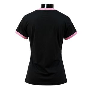 T-shirt Ringer Classique Rose Vert Noir pour Femme avec Lettres Brodées – Haut Décontracté à Manches Courtes, Vêtement Tendance et Élégant pour le Quotidien - Product Image 2