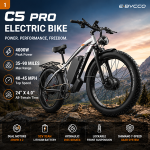 Vélo électrique à double moteur 6000W de puissance maximale, <span class=keywords><strong>cadre</strong></span> en aluminium, pneus larges 24x4.0, frein à disque hydraulique Shimano 7 vitesses, tout-terrain - Product Image 6