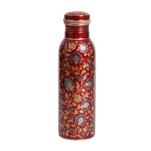 Wholesale 100% Pure Copper <b>Water</b> <b>Bottle</b> - Purple Floral Enamel Printed Leak-Proof Ayurvedic Health Drinkware for Yoga, Gym - Product Image 4