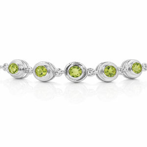 925 Sterling <b>Silver</b> Five Stone Peridot <b>Bracelet</b> <b>Adjustable</b> Charm Link Designer Jewelry - Product Image 4