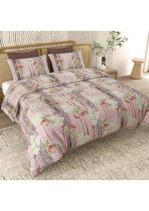 Ensemble de couette en coton à motifs floraux vintage avec 2 housses de coussin |   Couette imprimée beige pour lit double, literie confortable et décoration intérieure pour chambre à coucher - Product Image 3