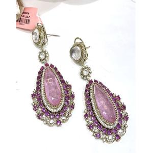 ต่างหูเพทายทองเหลืองคุณภาพสูงสวยพร้อมสัมผัสเป็นประกายฟิวชั่นสำหรับผู้หญิงดูปาร์ตี้ตอนเย็นแฟชั่น - Product Image 1