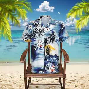 Chemise hawaïenne personnalisée avec logo pour homme, manches courtes, imprimé estival, chemise décontractée de plage - Product Image 2