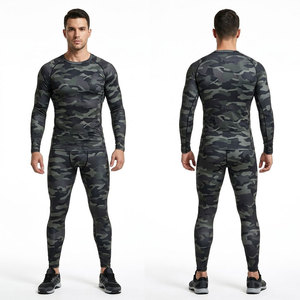 Ensemble de protection contre les éruptions cutanées pour hommes, camouflage, compression, manches longues, séchage rapide, vêtements de sport, spandex/nylon, uniforme sportif, UPF50+, antibactérien - Product Image 1