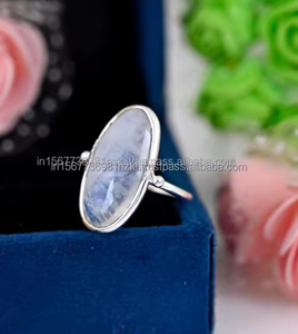 แหวนพลอยมูนสโตนสีรุ้งธรรมชาติ925แหวนพลอยเงินสเตอร์ลิงแท้ของขวัญคริสต์มาสสำหรับเธอ - Product Image 5