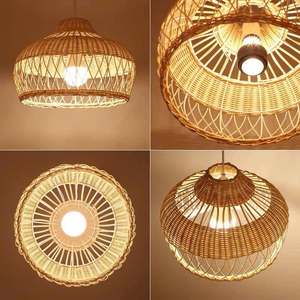 Lampe suspendue en rotin au design moderne, luminaire décoratif pour restaurant, lampe en rotin de bambou pour hôtel - Product Image 3