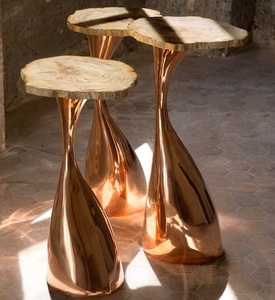 Mesa Auxiliar de Diseño Moderno Philippe Hiquily Henri Samuel 1975, Mesa de Estilo Vintage de Lujo con Acabado Metálico Dorado Antiguo para Sala de Estar - Product Image 3